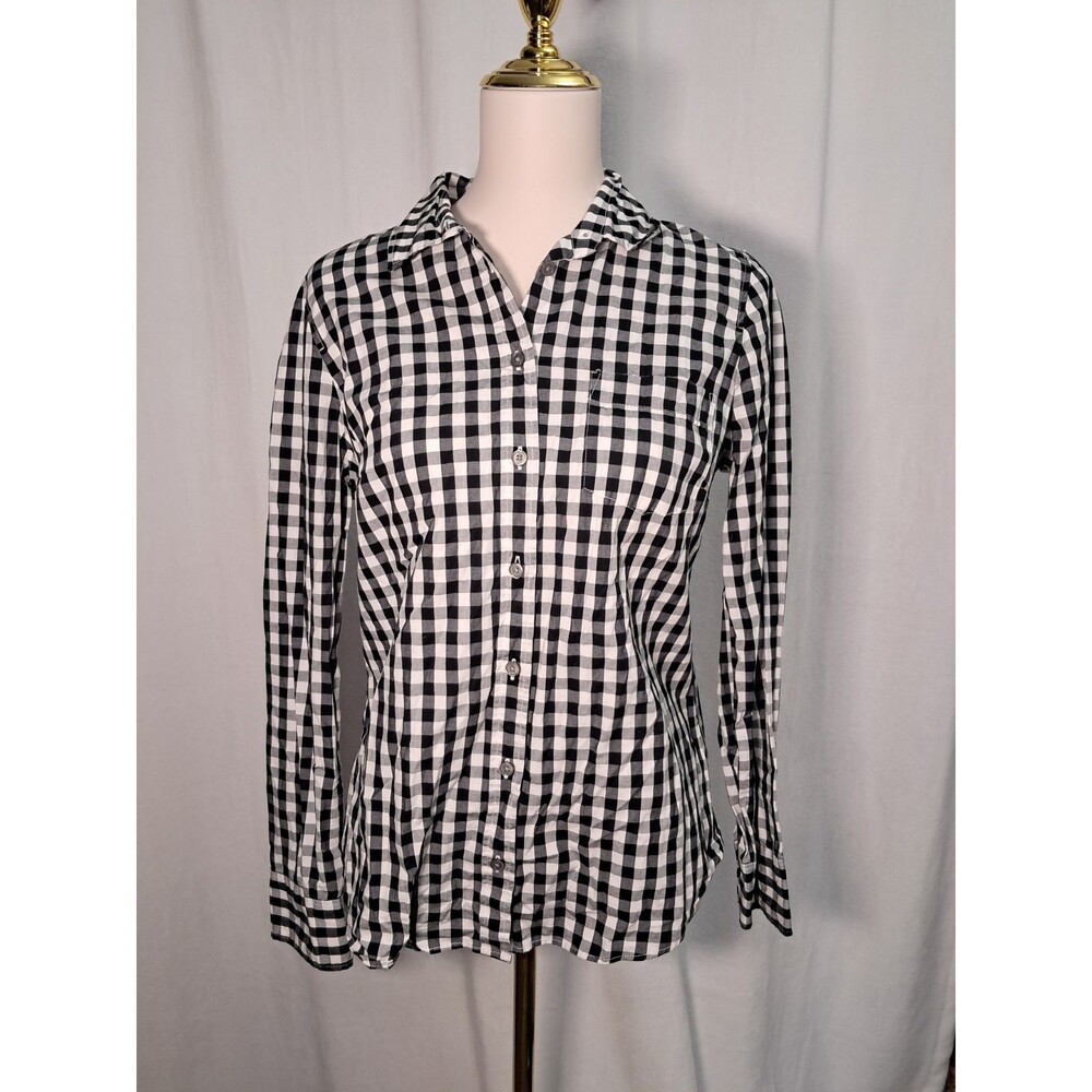 J. Crew Black and White Checkered Button Down Shirt